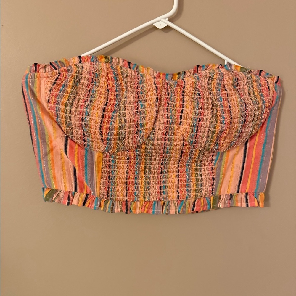 Anthropologie Pilcro long sleeve boyfriend striped shirt & smoked top set - Picture 7 of 10